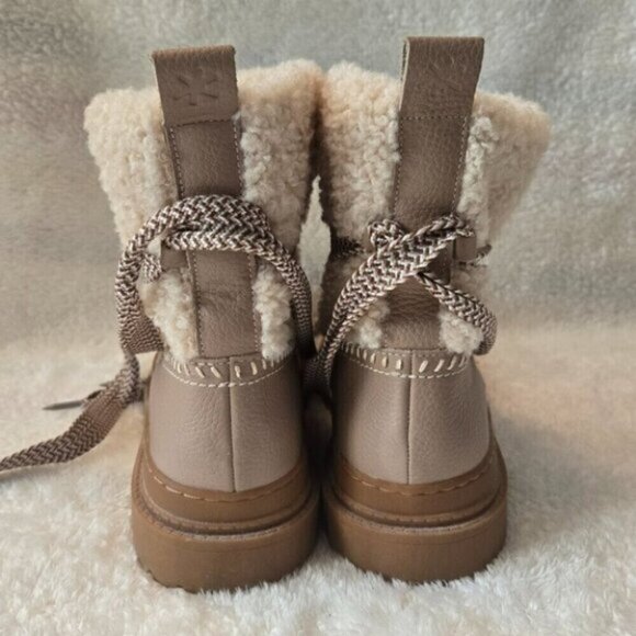 Women's Splendid Tan Shearling Lace-Up Boots - Picture 3 of 5
